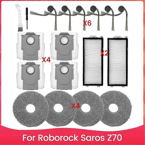 Zubehörset für den Staubsauger Saros Z70: Seitenbürste, HEPA-Filter, Reinigungstuch und Staubbeutel. (1/5)