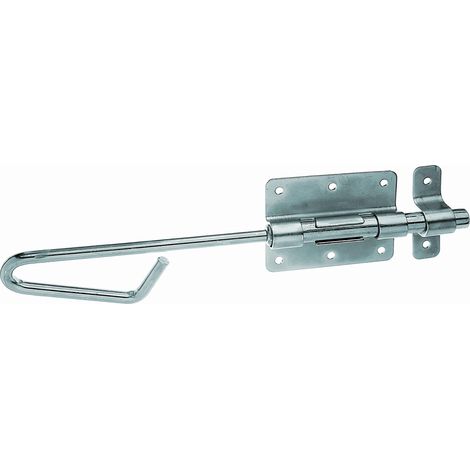 Verrou de box porte-cadenas avec boucle serrée galvanisé en bleu platine 90 x 67 mm boulon Ø 13,5 x 300 mm (1/2)