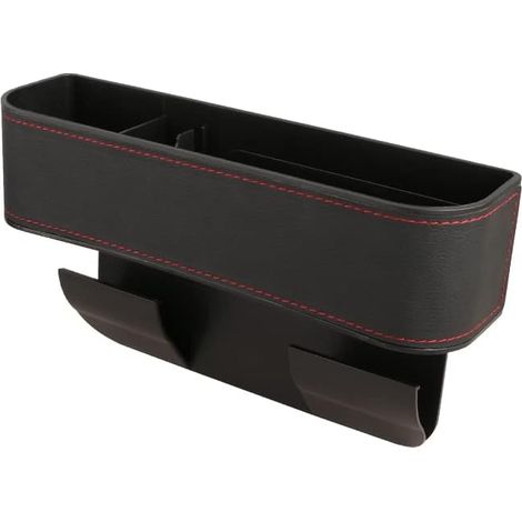 Boîte de rangement noire et rouge pour combler l'espace entre le siège et le siège auto, organisateur de siège avant, boîte de rangement latérale pour console centrale avec porte-gobelet, organisateur (1/5)