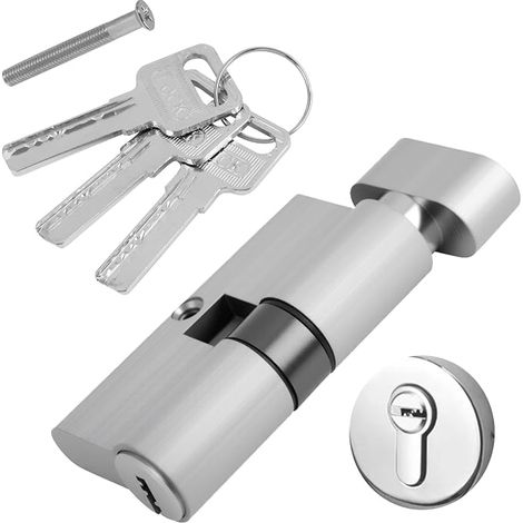 Cylindre de Serrure avec Bouton en Laiton 30/30, Cylindre à Bouton Profilé, Serrure à Cylindre pour Sécurité, Accessoires de Rechange pour Portes (1/5)