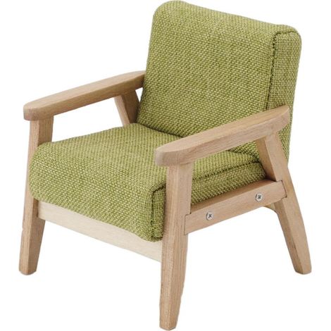 Canapé miniature 1:12 pour maison de poupée, fauteuil en tissu vert herbe, style japonais, décoration salon, meubles miniatures. (1/5)