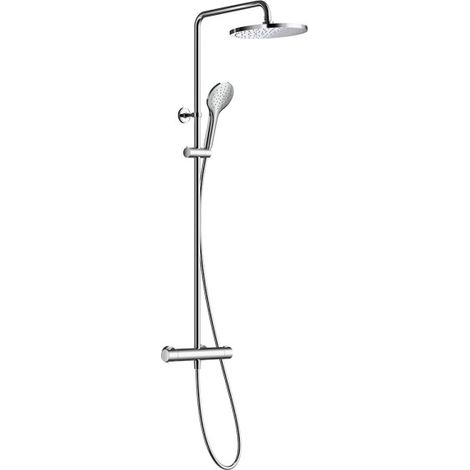 Cristina Ondyna – Colonne de douche thermostatique chromée monojet orientable – Flexible lisse 150 cm – Corps tiède avec blocage – SP45851