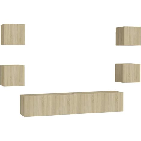 Maison Exclusive - 6-tlg. TV-Schrank-Set Sonoma-Eiche Holzwerksto (1/5)