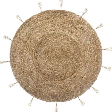 Tapis Déco Rond en Jute "Lurex" 80cm Naturel (1/4)