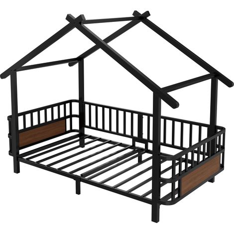 GagaLit cabane métal 90x200 cm noir (1/5)