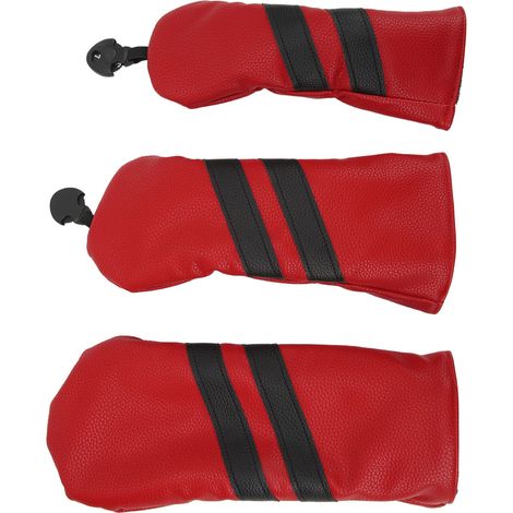 Protège-club en PU pour bois, fairway et hybrides, étiquette rotative, 3 tailles, rouge. (1/5)