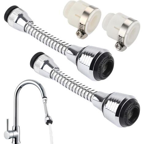Mitigeur lavabo 2 pièces avec aérateur, mitigeur flexible avec aérateur, douchette flexible 360° pour mitigeurs et douches (2 positions) (1/5)