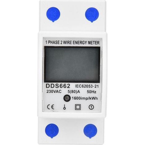 Compteur d'électricité numérique compteur d'électricité monophasé sur rail compteur d'électricité multifonction monophasé à deux fils (1/5)