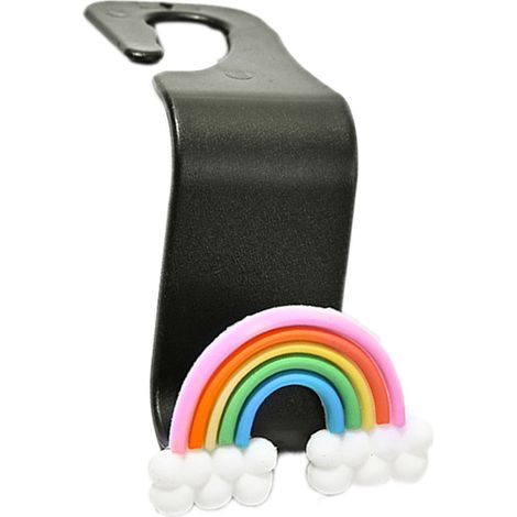 Accroche-crochets d'appui-tête de voiture Organisateur de rangement Motif arc-en-ciel pour manteaux parapluies sacs à provisions sac à main tablette (1/5)