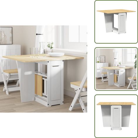 vidaXL Butterfly-Esstisch Klappbar Corona Weiß Massivholz Kiefer (1/5)