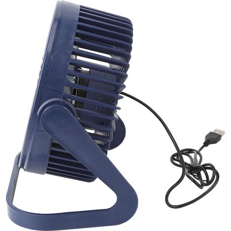 Petit ventilateur de table portable rechargeable USB bleu à 2 vitesses réglables, idéal pour les dortoirs et l'extérieur (15 cm). (1/5)