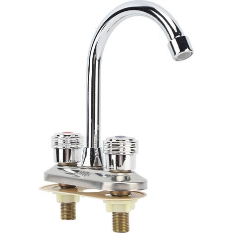 Robinet de lavabo à 2 poignées avec mitigeur central, économiseur d'eau, pour cuisine ou vasque de salle de bain (1/5)