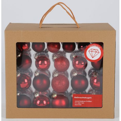 Glas-Weihnachtsbaumkugeln 42er-Set versch. Größen Baumschmuck Baumdeko Anhänger (1/3)