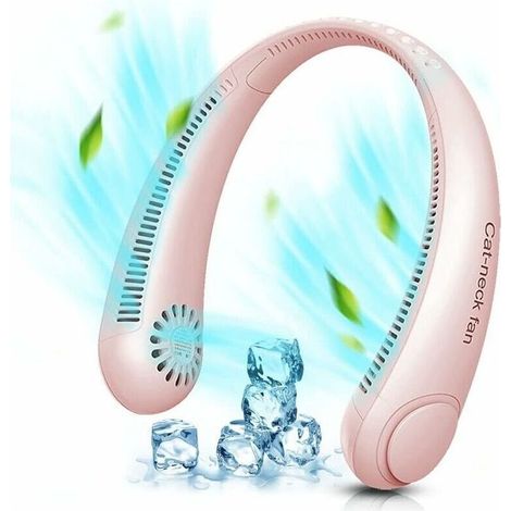 Ventilateur de cou sans pales, portable, mains libres, rechargeable, à suspendre, à 3 vitesses, pour bouffées de chaleur, pour la maison, le bureau, les voyages et les sports de plein air. (1/3)