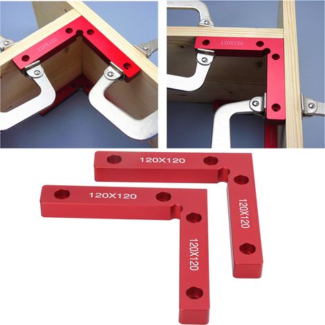 Équerre de serrage à angle droit 120 x 120 mm pour le travail du bois, équerre d'assemblage, règle de positionnement à angle droit de 90°, toise en alliage d'aluminium (1/5)