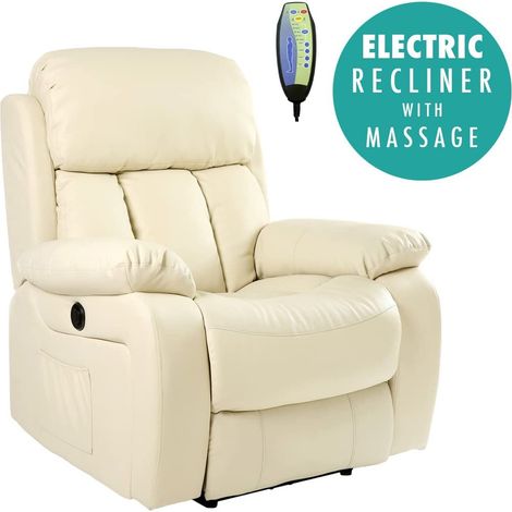 CHESTER CREAM AUTOMATIC LEATHER RECLINER CHAIR (1/5)