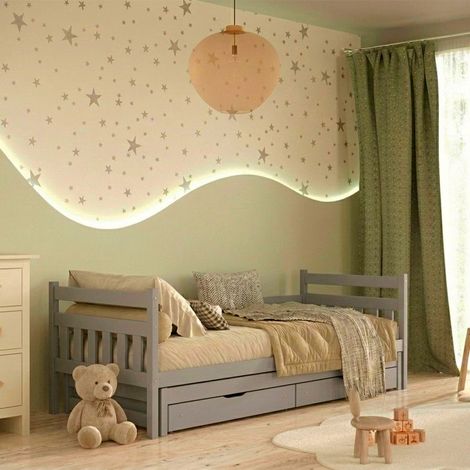 Letto a scomparsa 90x200 con rete a doghe e cassetti inclusi David Grigio (1/5)