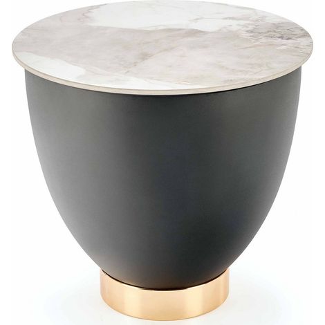 Table basse design avec plateau aspect marbre blanc 48 cm Clem (1/3)
