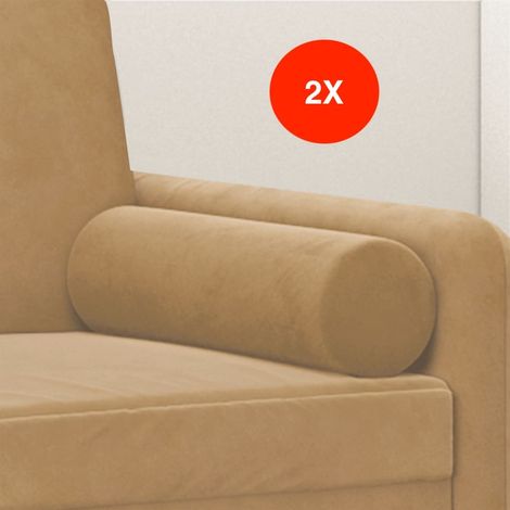 2 Coussins décoratifs : Marron Ø15x50 cm En Velours. Idéal Salon, Sofa et Canapé (1/5)