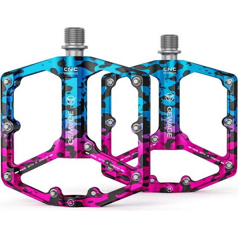 Pédales de vélo plateforme en aluminium Gewage Rainbow, 3 roulements étanches (1/5)