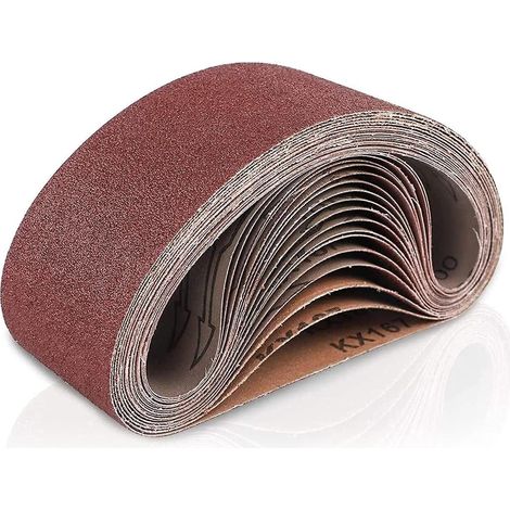 x 18 Zoll Schleifbänder (76 x 457 mm), 18 Stück pro Packung, Aluminiumoxid-Schleifbänder (je 3 Stück in den Größen 60, 80 und 120 mm)