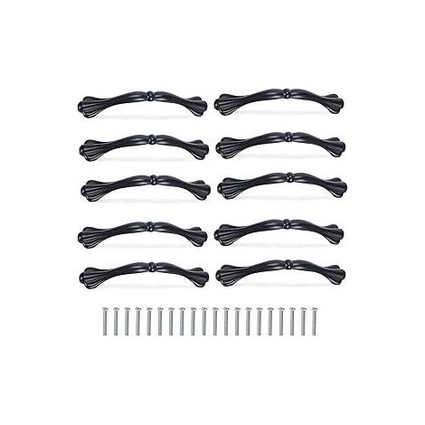 10 poignées de tiroir/meuble en alliage d'aluminium noir de 128 mm pour cuisine, avec 20 poignées de porte pour placards et portes. (1/5)