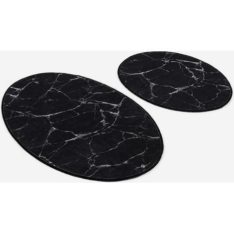 Set de alfombras antideslizantes de poliéster para baño Marble