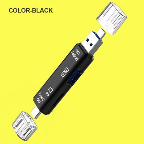 Lecteur De Carte OTG - 3 En 1 Micro SD TF USB Type-C - Compatible Android Et Ordinateurs - Noir
