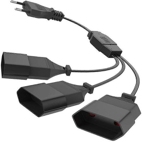 Adaptateur de prise à deux broches, répartiteur de rallonge électrique à trois prises, adapté à la charge des ordinateurs et des appareils électroniques, résistant à la chaleur, coloris noir et blanc. (1/4)