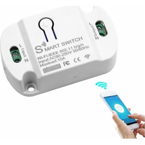 Commutateur,Commutateur WIFI Intelligent Disjoncteurs Domestiques Téléphone Portable Télécommande de Synchronisation pour Appareils électroménagers(10A) (1/5)