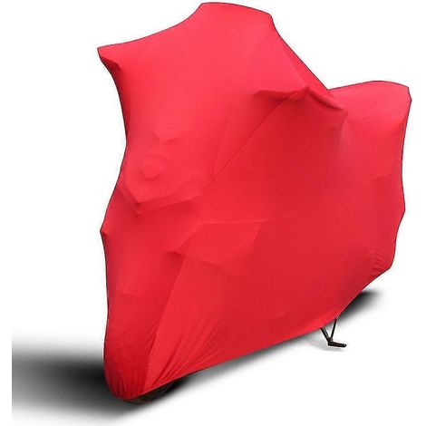 Universelle Motorradabdeckung, Outdoor-Motorradabdeckung, komplett elastisch, schützt vor Staub, Sonne und UV-Strahlung – Rot