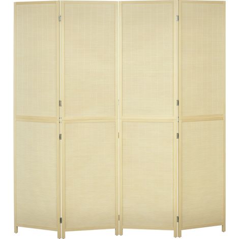 Paravent 4-teilig 180 x 180 cm Faltbar Raumteiler Trennwand aus Bambus für Wohnzimmer Natur