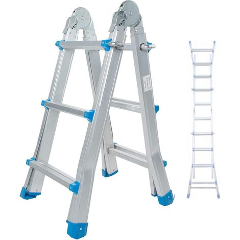 Echelle télescopique de BM TOOLS BMT-4X3-EXT en Aluminium - jusqu'à 2.9 Mètres, Multi-usages Pliable - jusqu'à 150kg - articulée