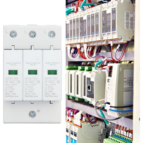 SNYE-100 Parafoudre pour la surveillance domestique, 100KA, pour boîtes et armoires de distribution, 3P 385V, protection secondaire. (1/5)