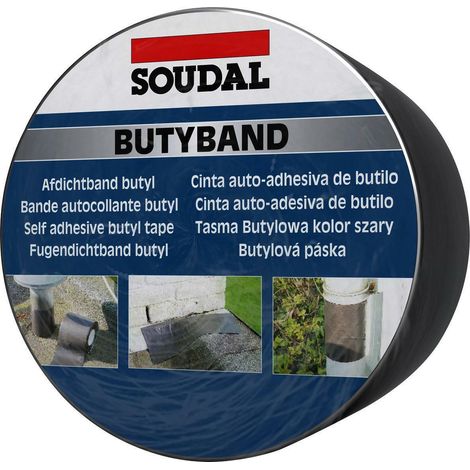 Soudal Butyband bande d’étanchéité butyle autocollante aluminium 75 mm x 10 m – Toiture et raccords