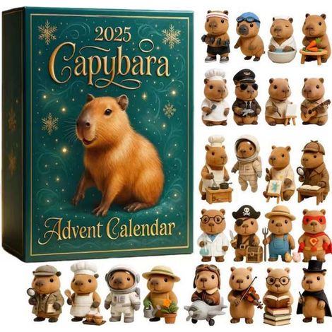 Calendrier De L Avent Capybara - Acrylique 2D - Décoration Saisonnier Noël - Compte À Rebours Créatif - 24 Cases - Pour Maison Arbre Fenêtre Porte Voiture