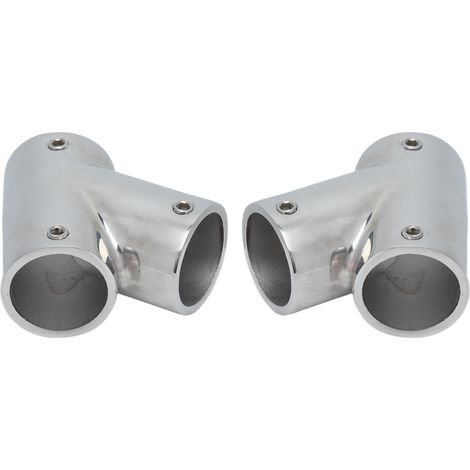 Paire de ferrures de rambarde bateau 60° inox 316 marine, gauche/droite, Ø22mm (7/8in), quincaillerie nautique (1/5)