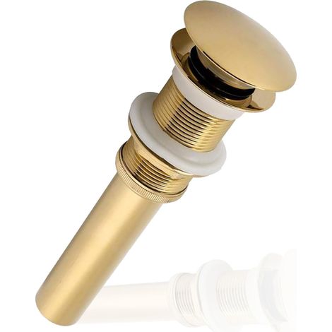 Piletta di scarico per lavabo ELEGANCE acciaio inox con chiusura a pulsante e tenuta stagna, design anti-trabocco, finitura cromata, per lavabi da 6 mm (1/4 pollice)