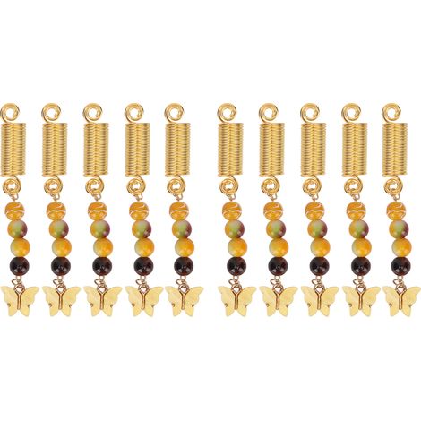 10pcs Bijoux Cheveux DIY Métal Jaune Papillon Ressort Perles Tresse Accessoires Cheveux 4 (1/5)