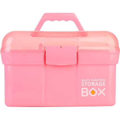 Boite De Rangement Pour Outils De Manucure - Double Niveau - 31x20x21 Cm - PP - Rose - 1 Pièce (1/5)
