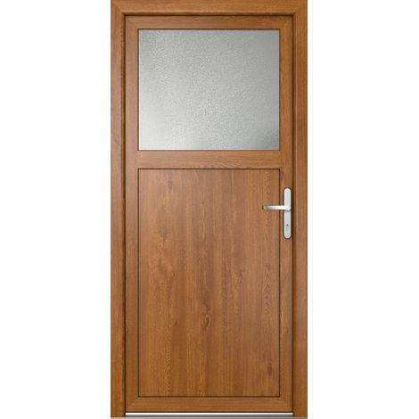 Meeth – Porte de service PVC ouvrant vers l’extérieur – Isolation thermique double vitrage 24 mm – Largeur 98 cm – Hauteur 200 cm – Sécurité 5 points (1/4)