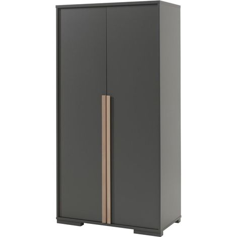 Armoire 2 Portes "London" 195cm Gris Anthracite (1/2)