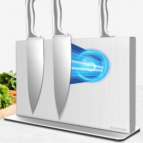 Messerblock magnetisch Silber 40cm Edelstahl, beidseitig stark, für Küche (1/4)