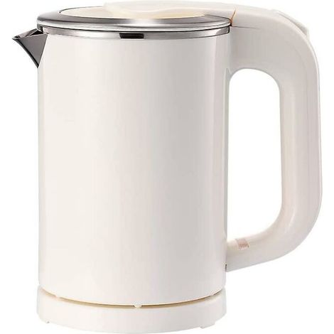 Tragbarer elektrischer Wasserkocher – 0,5 l kleiner Reisewasserkocher aus Edelstahl – leiser und kalter Schnellkochtopf – ideal zum Kochen von Wasser, Kaffee und Tee auf Reisen (weiß, FLITI)