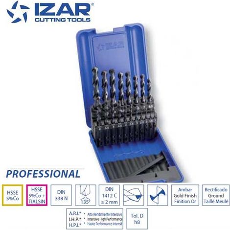 coffret 19 forets HSSE 5%Co TIALSIN metaux durs Izar de 1 à 10 mm par 0.5 mm
