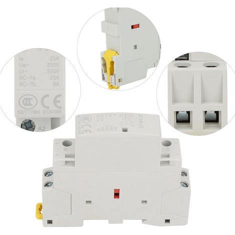 Netzschütz für den Hausgebrauch, 2-polig, 25 A, 24 V, 50/60 Hz, 1 Schließer, 1 Öffner. (1/5)