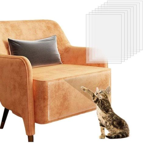 Ruban anti-griffures pour chat - 12 x 17 pouces 8 pièces - Protection des meubles contre les griffures des animaux domestiques, feuilles de ruban adhésif double face transparent anti-griffures (1/5)