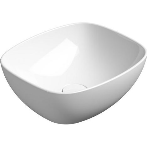 Lavabo en céramique NUBES sur plan 40x35cm, blanc ExtraGlaze (1/4)