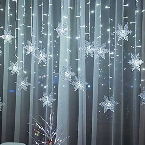 Rideau lumineux LED flocon de neige – 8 modes – Convient pour la maison, l'église, les mariages et les anniversaires (flocon de neige – blanc froid) (1/5)