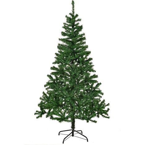 Sapin de Noël artificiel GIGALUMI 180 cm, pliable, vert, 500 branches en PVC, support en métal, décoration de Noël intérieure et extérieure (1/5)
